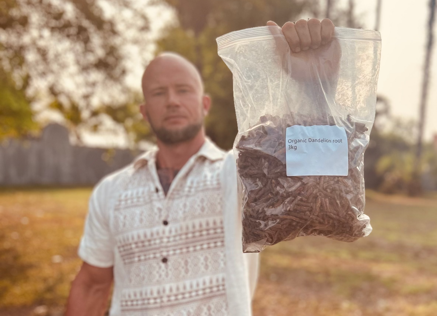 Organic product in founder hand